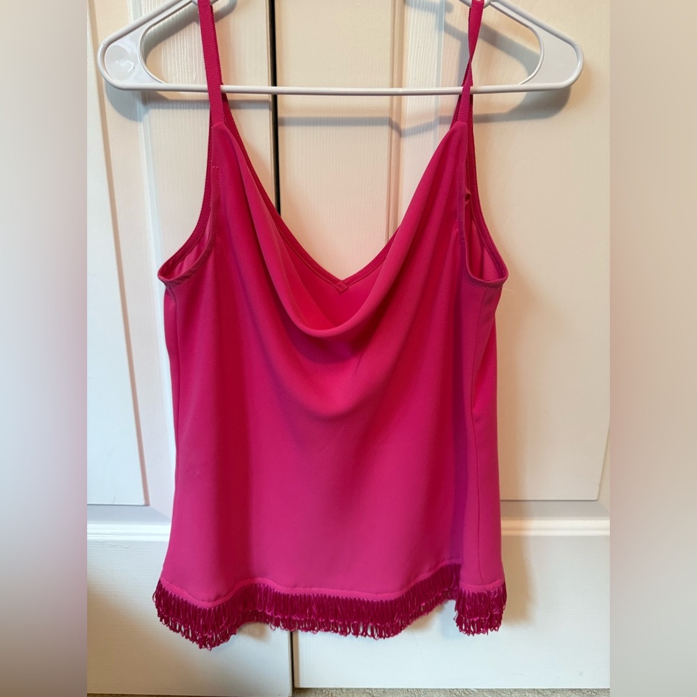 Trina Turk Elegant Pink Fringe Trim Cami Top